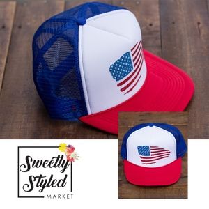 American Flag Patriotic Trucker Hat